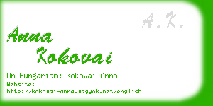 anna kokovai business card